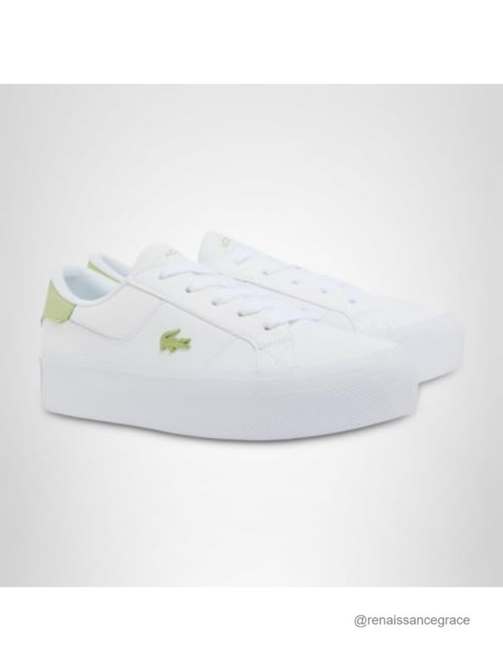Women's Platform Leather Sneakers Lace-Up White 8